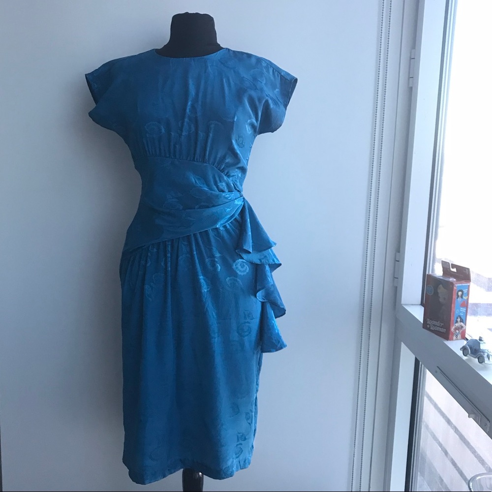 Blue Silk Vintage Dress